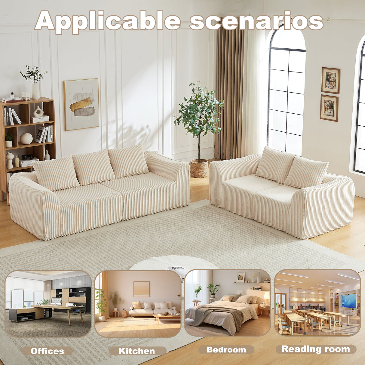 Minimalist 3+2 Seater Corduroy Sofa Set