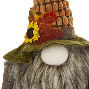 Sitting Gnome With Maple Leaf, For Holiday Harvest Festival Fall Festival & Thanksgiving Table Decorations (Set of 2) - Orange Multi