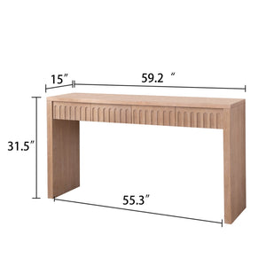 Modern Console Table with 4 Drawers – 59.2 Entryway Table in Natural Wood Finish