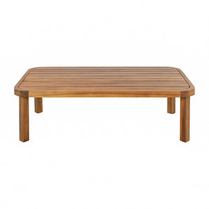 Outdoor Ottoman Table in Acacia Wood with Wicker Accents