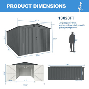 Outdoor Storage Shed 20x13 FT
