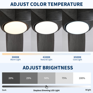 Reversible Quiet Motor Ceiling Fan Light With ABS Blades - Black / Gray