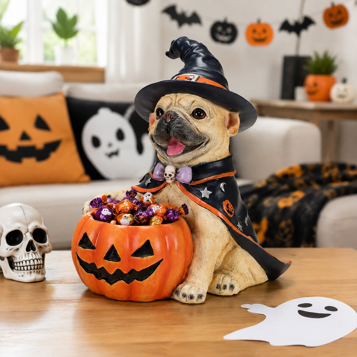 Halloween French Bulldog Witch Puppy Figurine