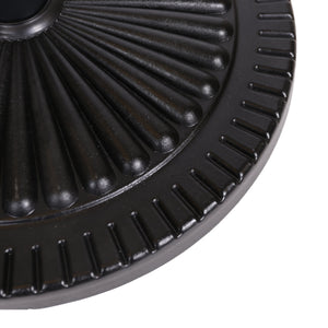 Black Rock Resin Outdoor Umbrella Base with Steel Support in Black Finish
