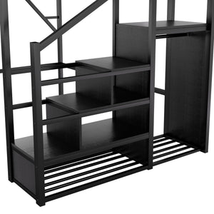 Loft Bed With Storage Shelves, Wardrobe