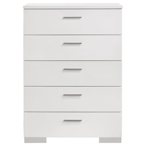 August - 6 Piece Queen Panel Bedroom Set With LED Lighting - White