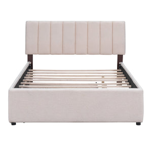 Teddy Fleece Full Size Upholstered Platform Bed with Twin Trundle