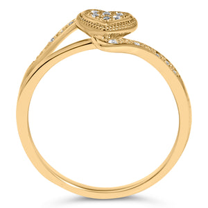 14K Yellow Gold Plated .925 Sterling Silver Diamond Accent Filigree Heart Promise Ring (I-J Color, I3 Clarity)- Size 7