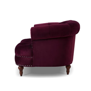 Victorian Tufted Upholstered Accent Chair with Nailhead Trim - Dark Red, Blue, or Pink