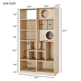 Furniture Style Cat Bookcase Cat Tree Shelves Natural Particle Board MDF 63.5 Inch
