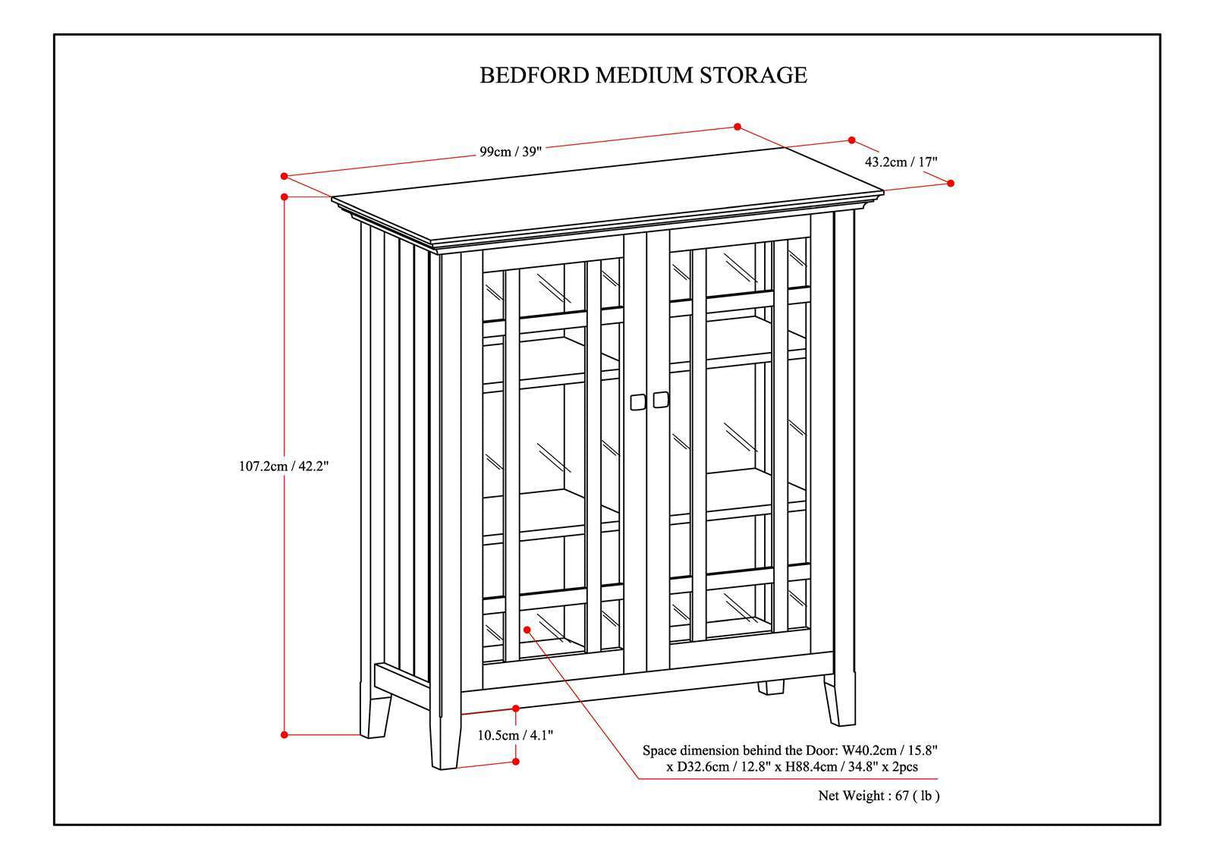 Bedford - Medium Storage Cabinet - Hickory Brown
