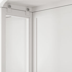 Arched Glass Double Door Wardrobe With Shatterproof Mirror, Open Shelf & Towel Rack