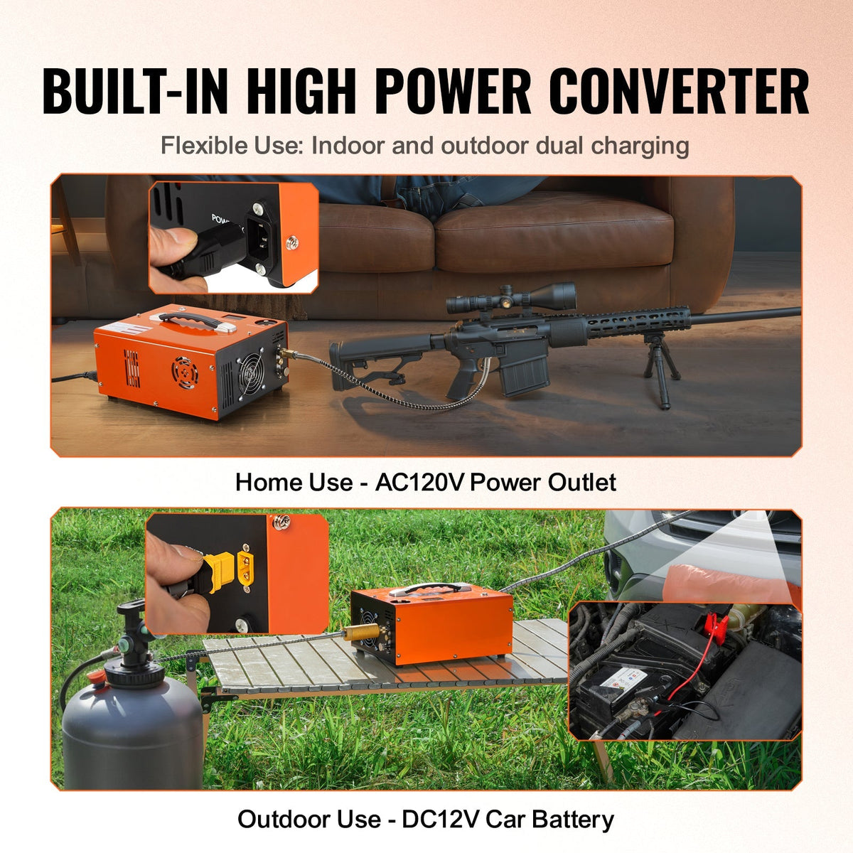 PCP Air Compressor, 4500PSI Portable with Auto-Stop and Built-In Converter