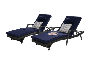 Outdoor Wicker Reclining Chair Set of 2 with Cushions