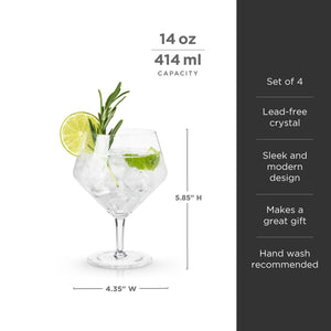 Raye Angled Crystal Gin & Tonic Glasses Set of 4
