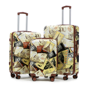 3-Piece PC Spinner Wheel Luggage Set with Printed Pattern