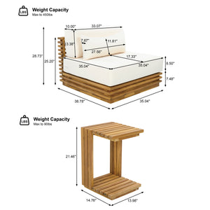 Oversized Outdoor 3-Piece Chat Set with Two Club Chairs and Side Table