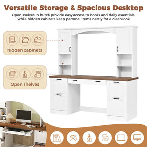 ON-Trend Farmhouse Arched Computer Desk with Hutch
