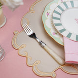 Celestia Beige Oval Faux Leather Placemat & Coaster Set