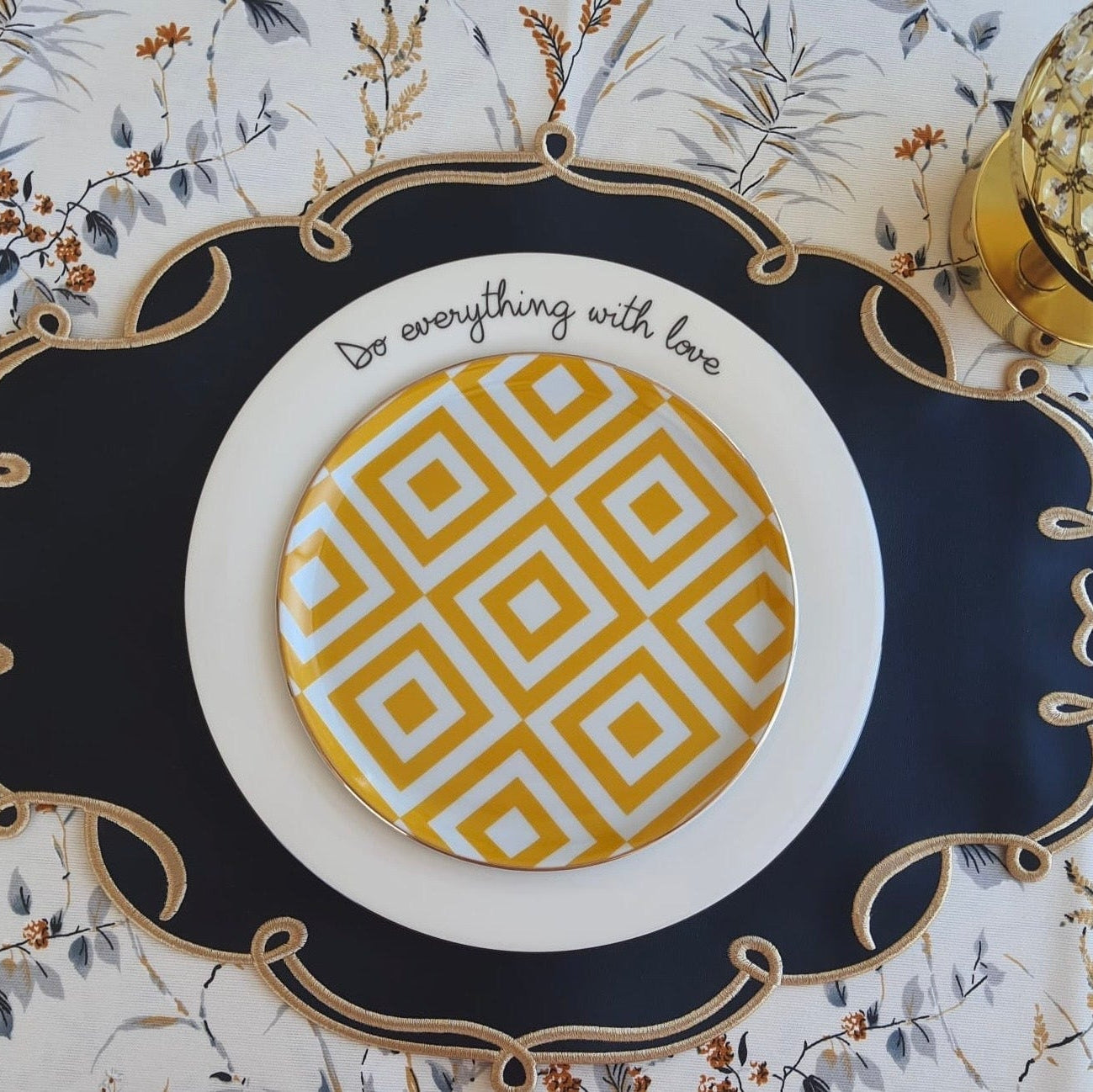 Celestia Black Oval Faux Leather Placemat, Napkin & Coaster Set