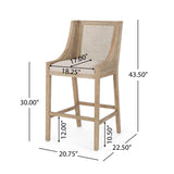 Celestiality Upholstered Barstool with Cane Webbing Backrest, Set of 2 - Bar Stools