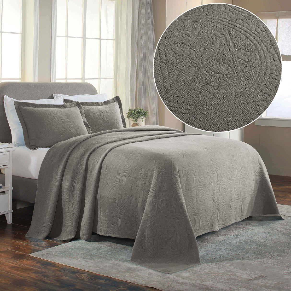 Celtic Circle Cotton Jacquard Matelasse Bedspread Set - Bedspread by Superior Brand