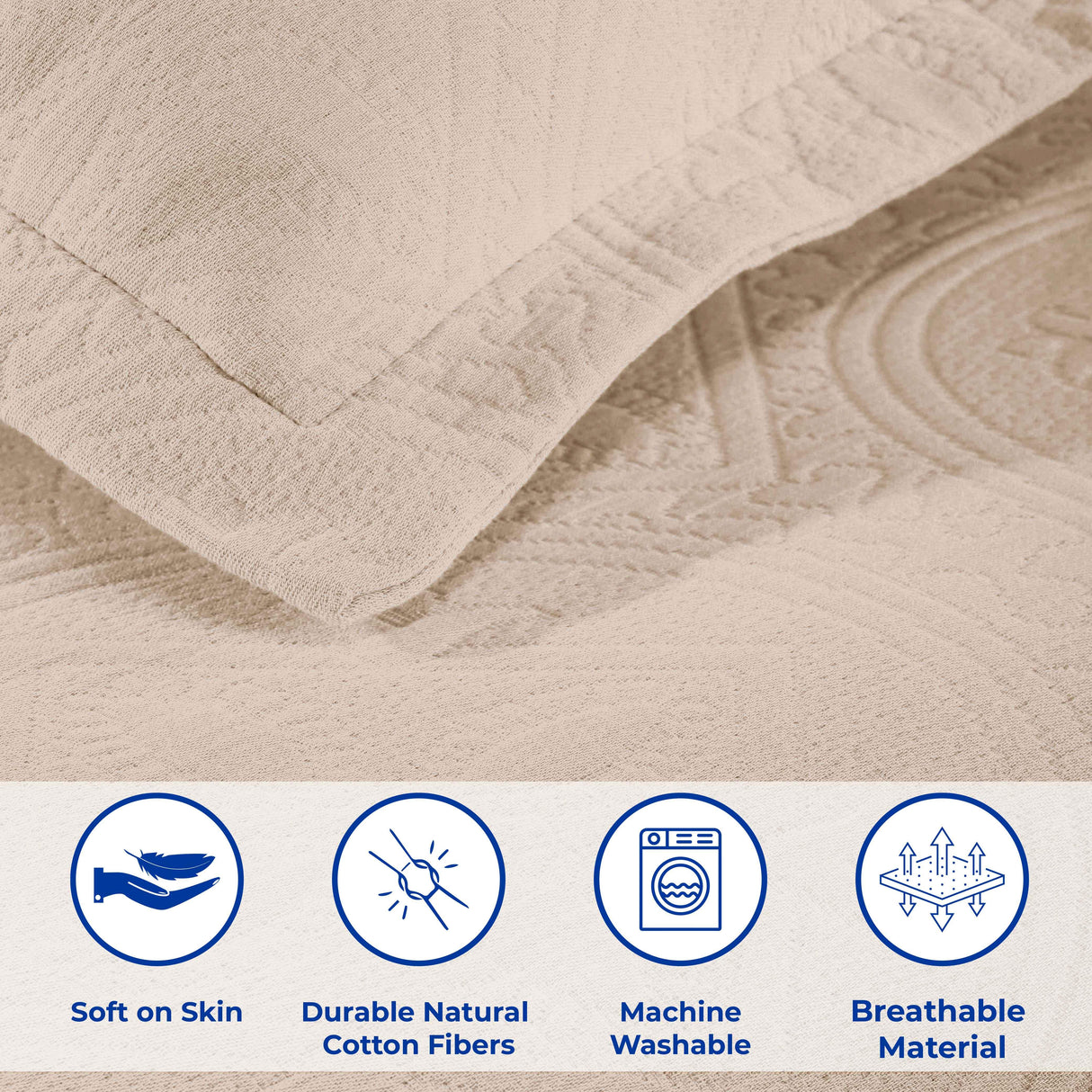 Celtic Circle Cotton Jacquard Matelasse Bedspread Set - Bedspread by Superior Brand