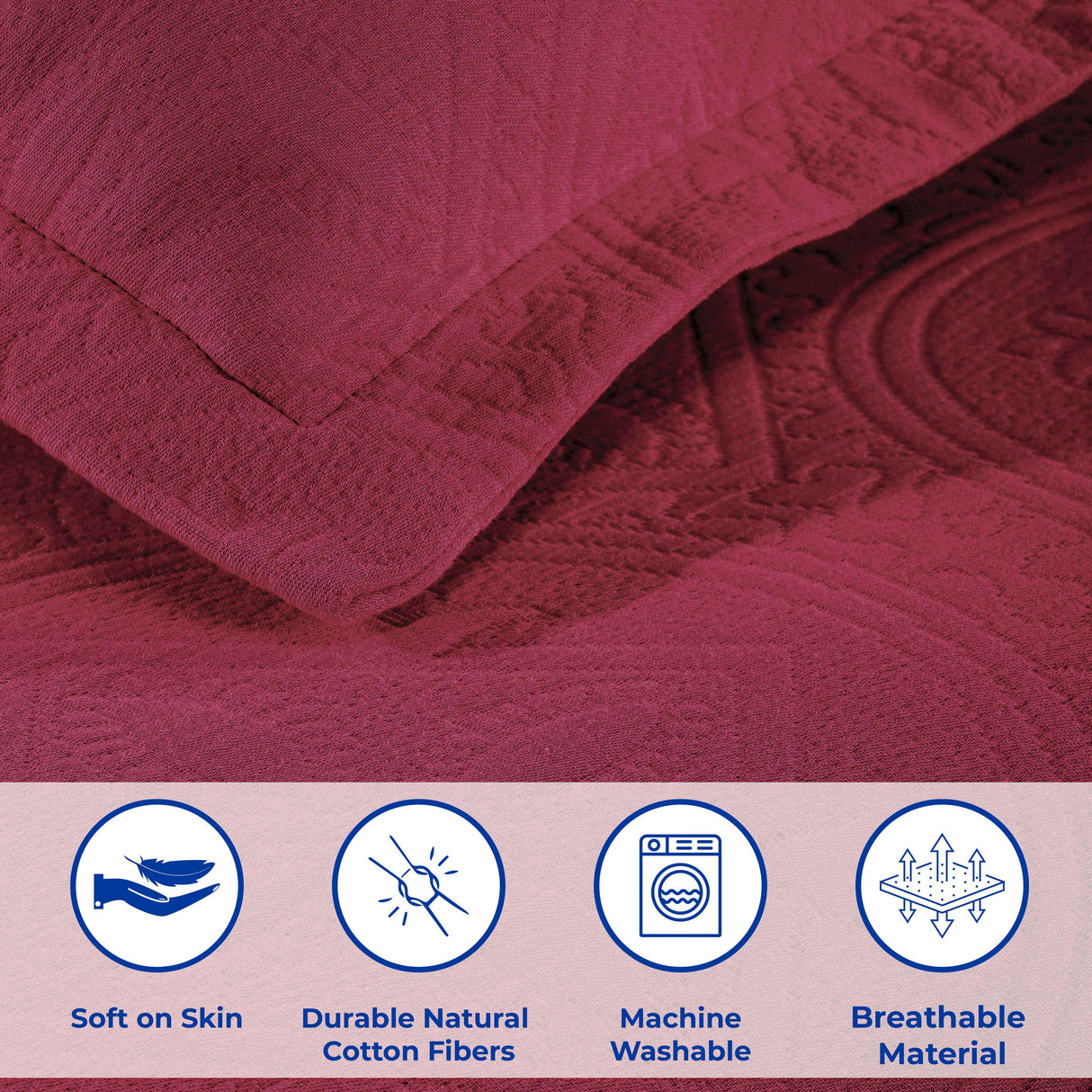 Celtic Circle Cotton Jacquard Matelasse Bedspread Set - Bedspread by Superior Brand