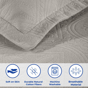 Celtic Circle Cotton Jacquard Matelasse Bedspread Set - Bedspread by Superior Brand