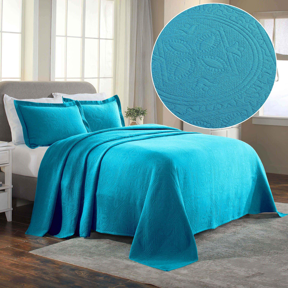 Celtic Circle Cotton Jacquard Matelasse Bedspread Set - Bedspread by Superior Brand