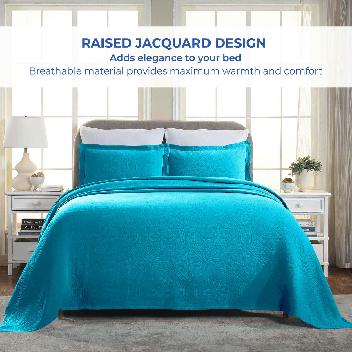 Celtic Circle Cotton Jacquard Matelasse Bedspread Set - Bedspread by Superior Brand