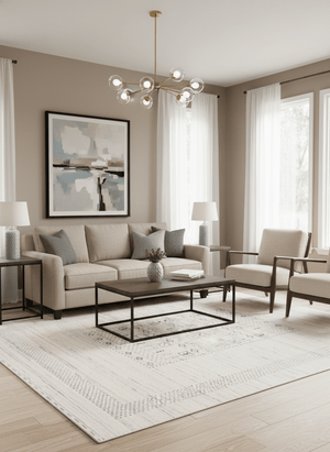 Center Pattern Natural Hand Loomed Wool Area Rug
