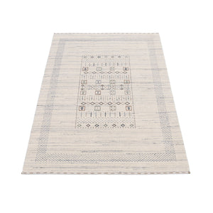 Center Pattern Natural Hand Loomed Wool Area Rug