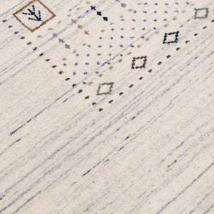 Center Pattern Natural Hand Loomed Wool Area Rug