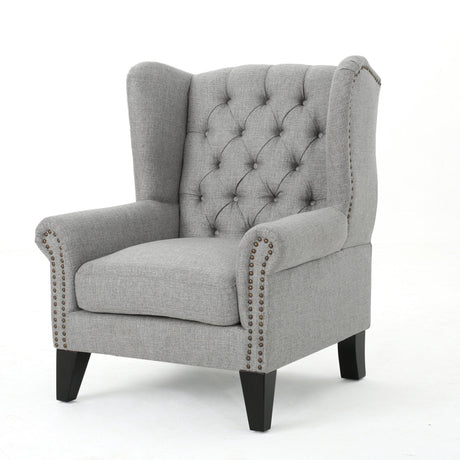 Cerebral Upholstered Wingback Chair with Diamond Tufting and Nailhead Trim - Accent Chairs