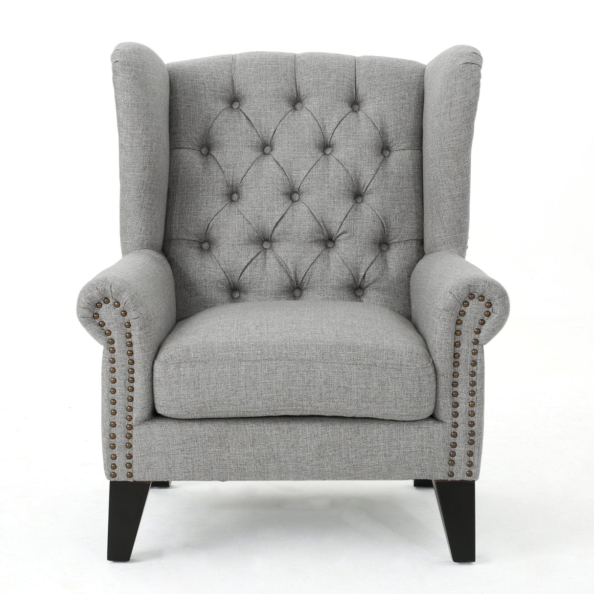 Cerebral Upholstered Wingback Chair with Diamond Tufting and Nailhead Trim - Accent Chairs