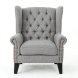 Cerebral Upholstered Wingback Chair with Diamond Tufting and Nailhead Trim - Accent Chairs