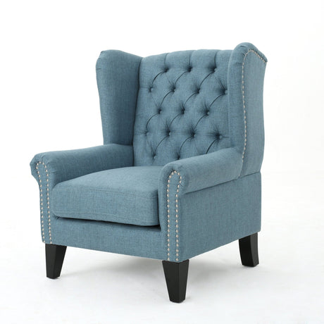 Cerebral Upholstered Wingback Chair with Diamond Tufting and Nailhead Trim - Accent Chairs