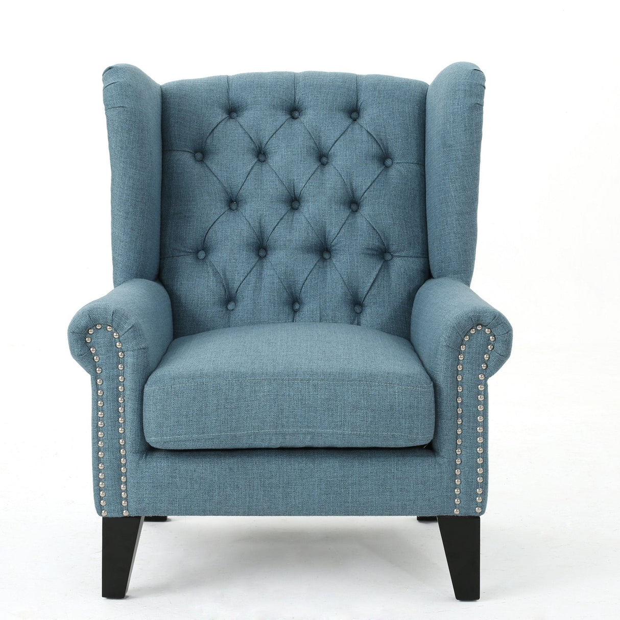 Cerebral Upholstered Wingback Chair with Diamond Tufting and Nailhead Trim - Accent Chairs