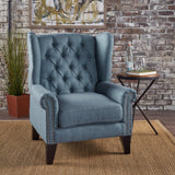 Cerebral Upholstered Wingback Chair with Diamond Tufting and Nailhead Trim - Accent Chairs