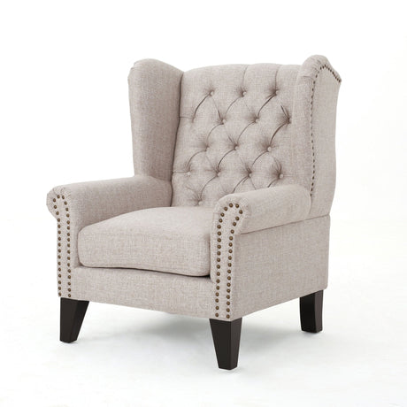 Cerebral Upholstered Wingback Chair with Diamond Tufting and Nailhead Trim - Accent Chairs