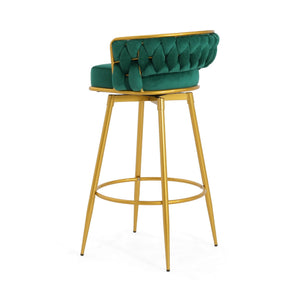 Modern Low Back Upholstered Counter Height Bar Stools (Set of 2)