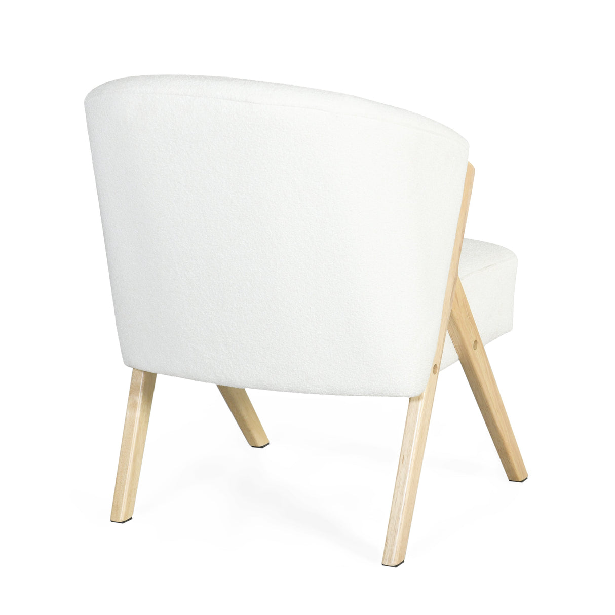 Modern Accent Chair with White Polyester Upholstery and Solid Wood Frame