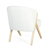 Modern Accent Chair with White Polyester Upholstery and Solid Wood Frame