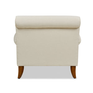 Alana 38' Lawson Accent Arm Chair Metal Casters, Light Beige Linen
