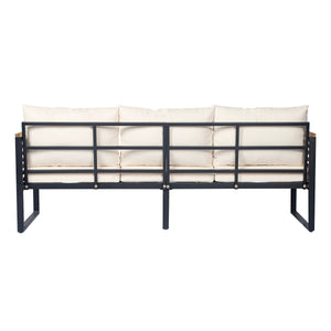 Outdoor 4-Piece Acacia Wood and Metal Patio Sofa Set
