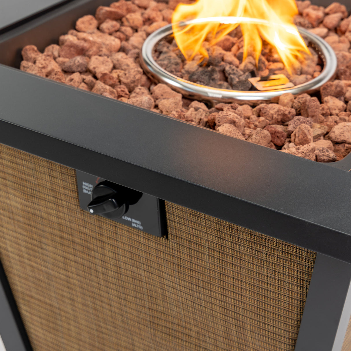 28' Propane Gas Fire Pit Table50000 BTU Square Steel Fire Pit -Brown