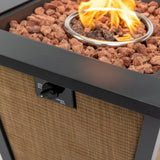 28' Propane Gas Fire Pit Table50000 BTU Square Steel Fire Pit -Brown