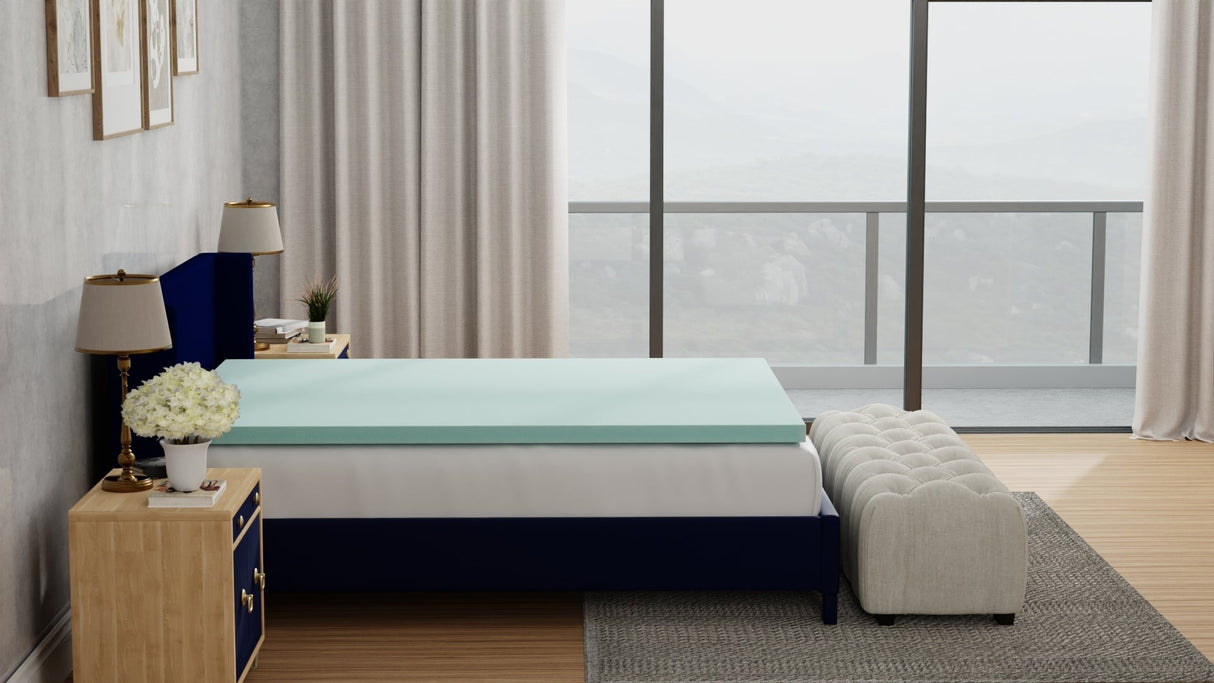 Omne Sleep Plush 3 Inch Twin Memory Foam Cooling Mattress Topper