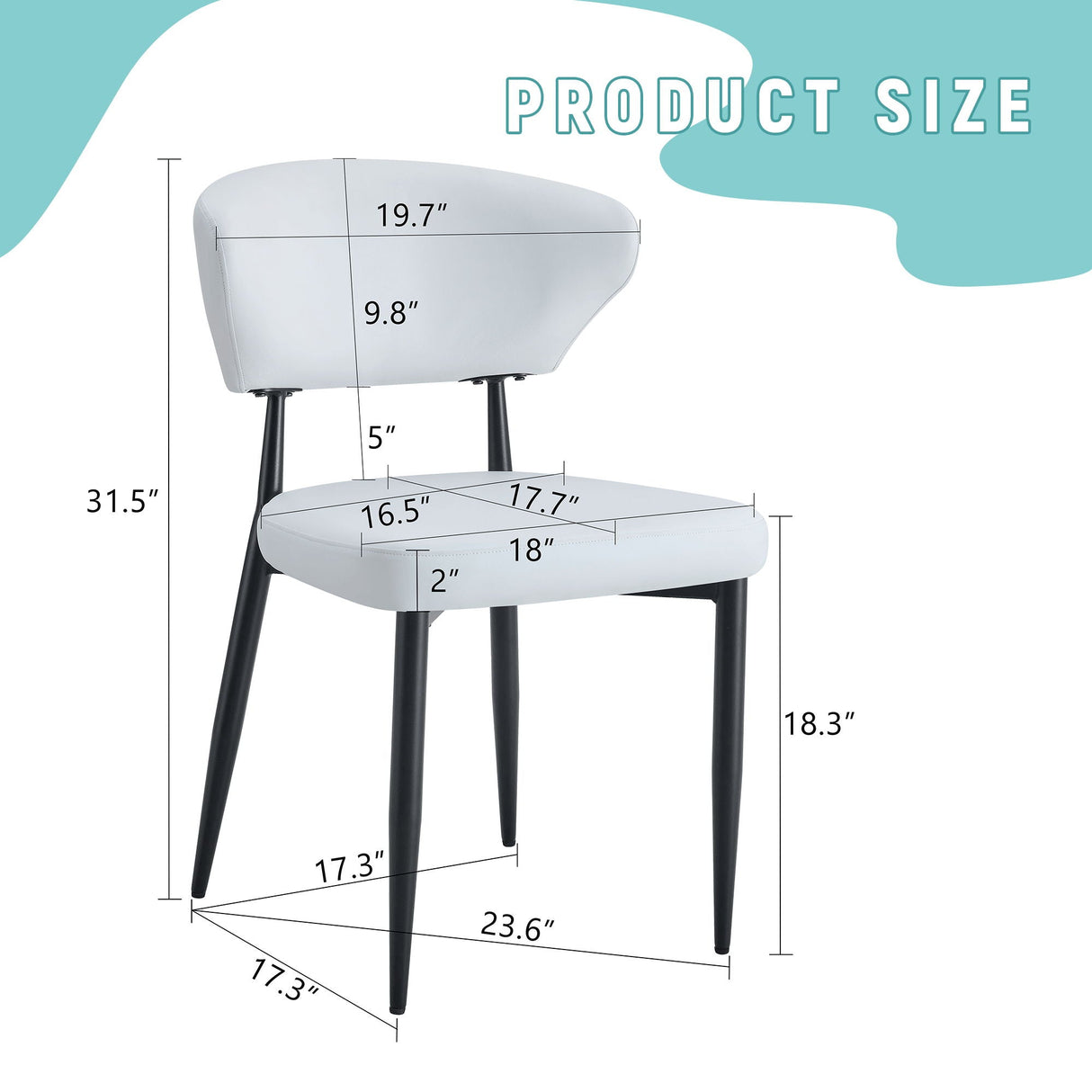 Minimalist Ergonomic Dining Chair With Curved Backres (Set of 4)
